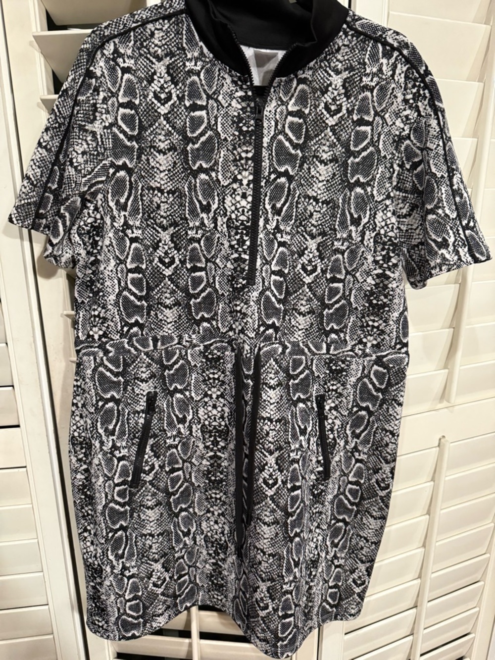No Boundaries Black & White Snake Print Zip Dress